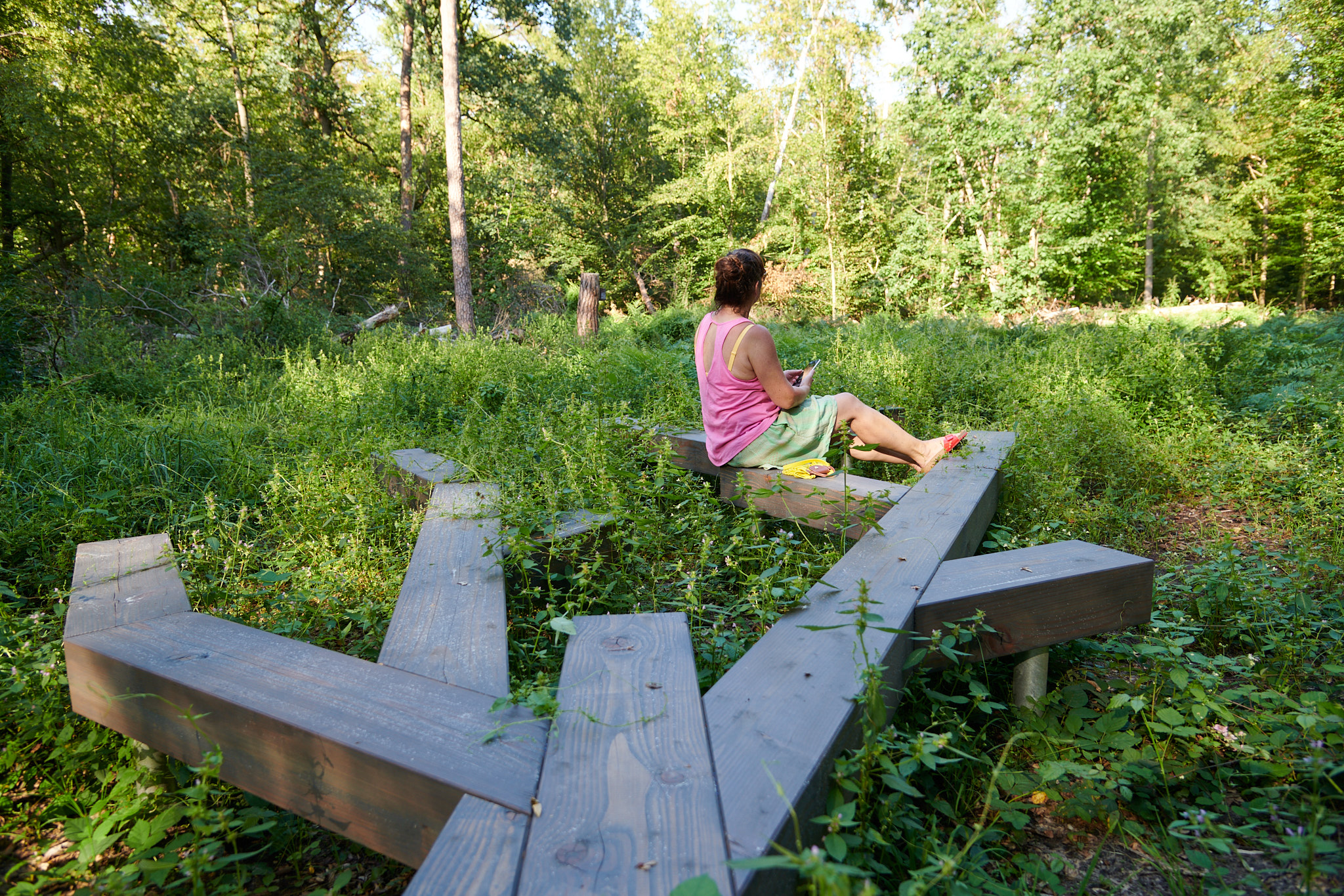 Regionalpark Klimaroute Station Wald Bank